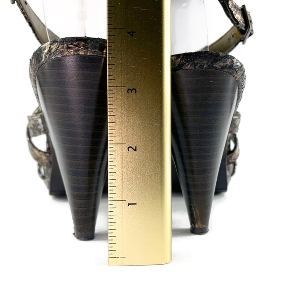 Andrew Geller Snake-Print Ankle Strap Buckle Heels - Picture 7 of 11